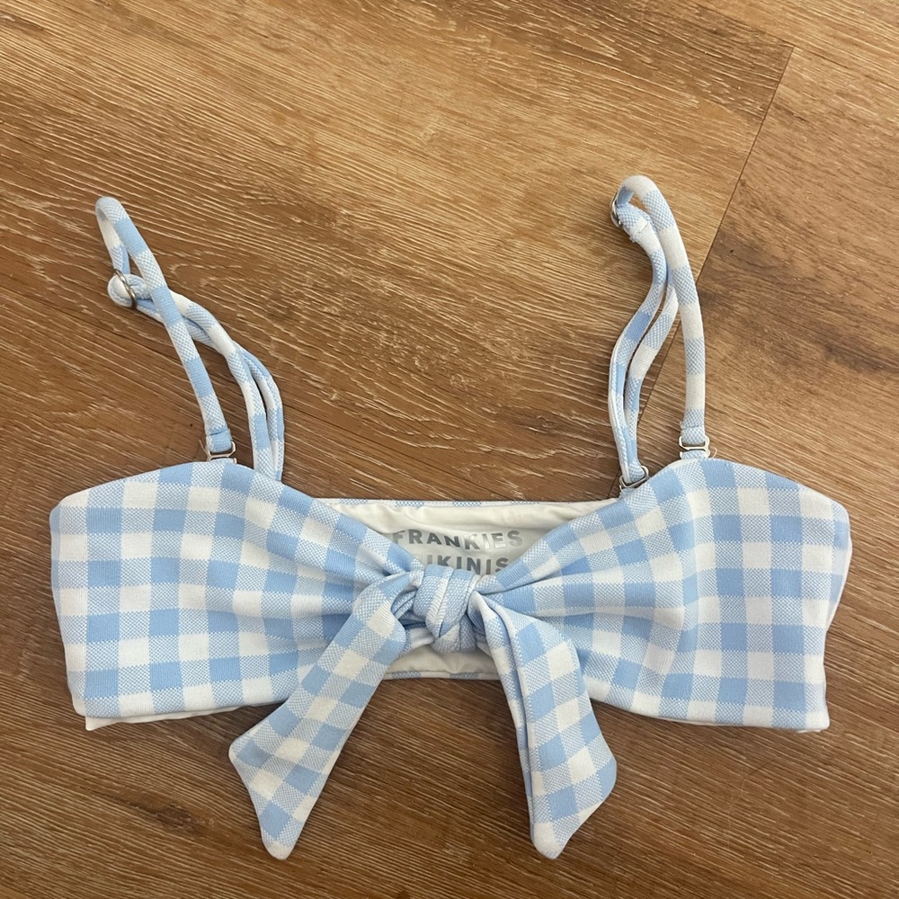 Frankie’s Bikinis- Enzo Gingham Bikini Top Bluebell
